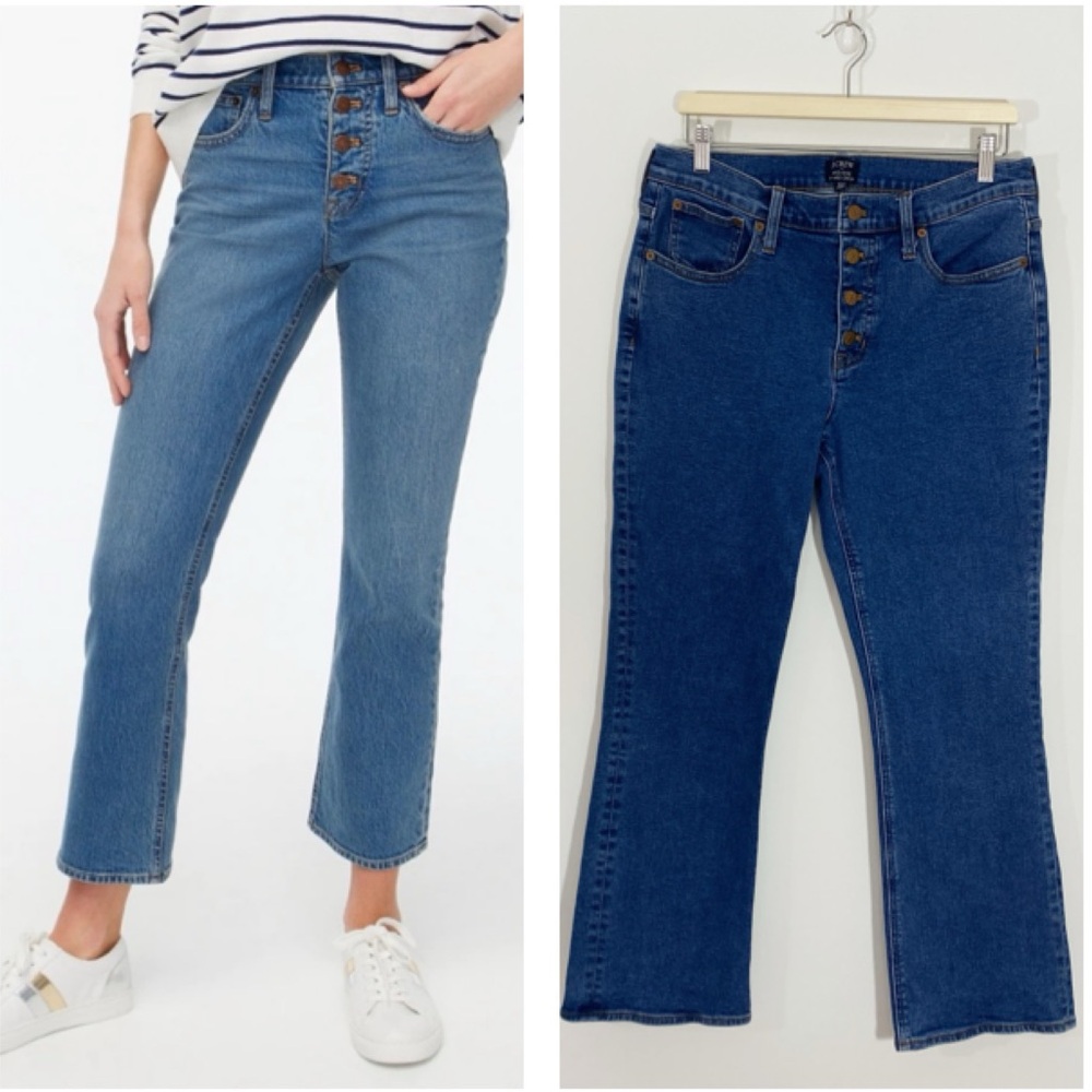 J. Crew 30 Tall 30T Women’s Mid-Rise Flare Crop Jean Exposed Button Fly‎